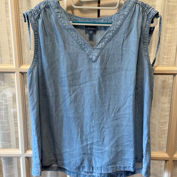 J. Jill Denim V Neck Tank with Shoulder Ties - Picture 1 of 4